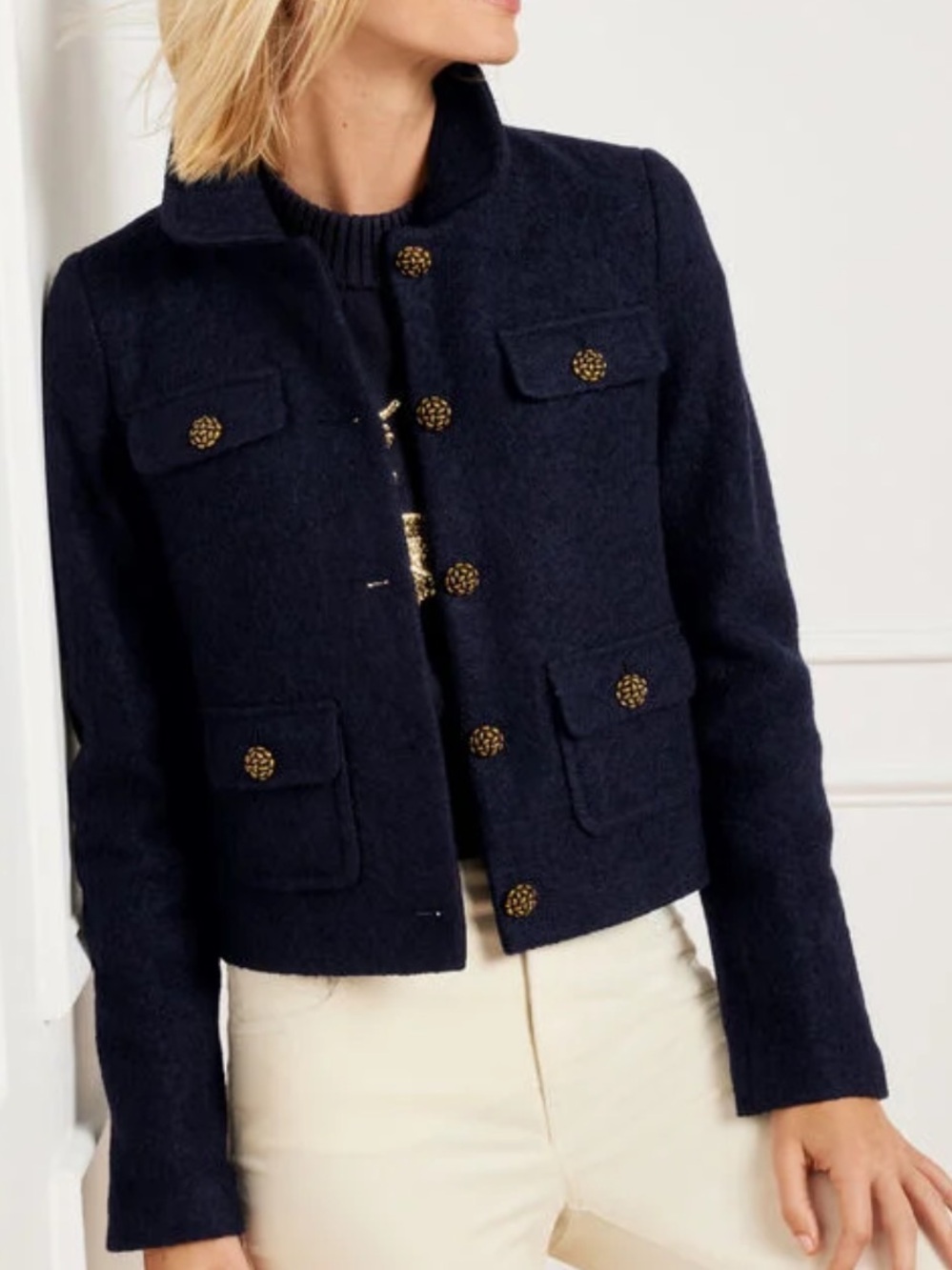 EUC TALBOTS BERKSHIRE WOOL BLEND CROP JACKET SZ 10